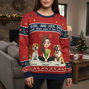 Custom Personalized Sweater A Girl and Her Dogs Christmas Knit Style main product photo