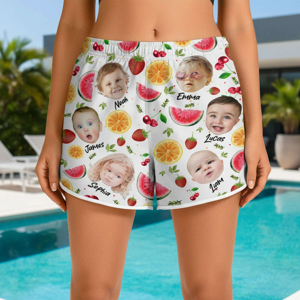 Custom Photo Beach Shorts with Watermelon & Strawberries main product photo