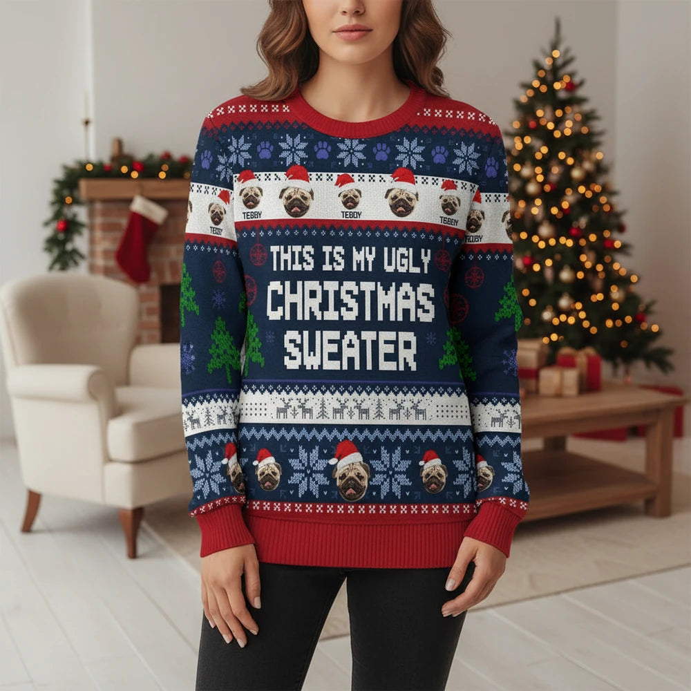 Custom Personalized Pug Sweater This Is My Ugly Christmas Sweater main product photo