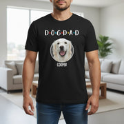 Custom Photo Upload Dog Dad T-Shirt with Colorful Paw Prints main product photo