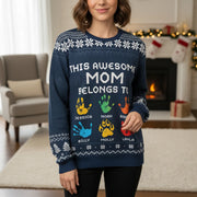 Custom Personalized Sweater with Colorful Handprints & Snowflakes main product photo