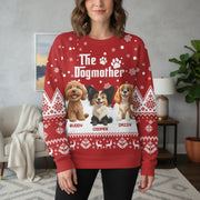 Custom Photo The Dogmother Sweater with Snowflakes & Dogs main product photo