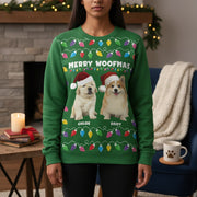 Custom Photo Upload Merry Woofmas Sweater with Christmas Lights main product photo