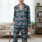 Custom Photo Upload Pajamas with Best Cat Dad Ever & Paw Prints main product photo