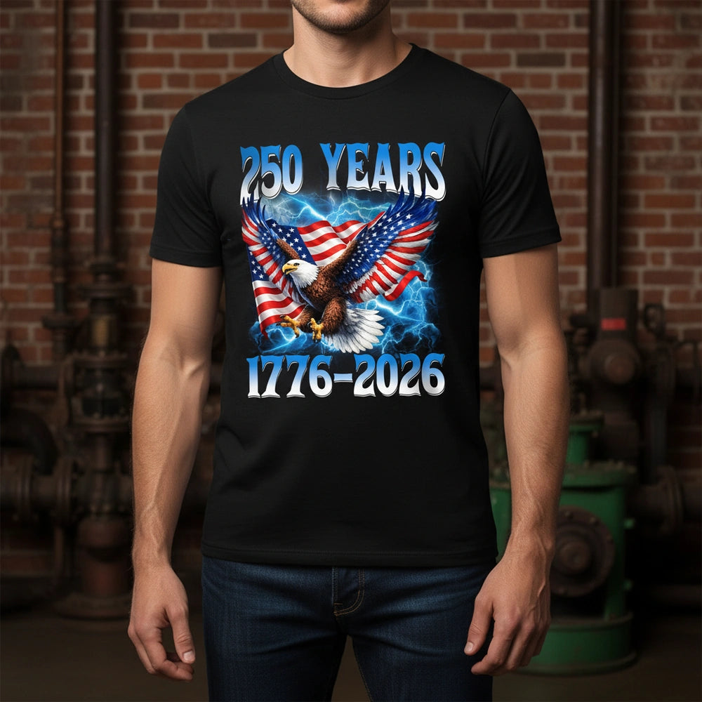 Custom Photo Upload Hoodie with 250 Years Eagle & American Flag main product photo