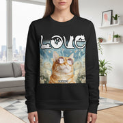 Custom Photo Upload Hoodie with Cat Love Design & Roses main product photo