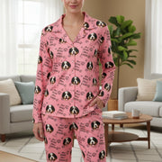 Custom Photo Upload Pajamas Best Dog Mom Ever Pink Paw Print main product photo