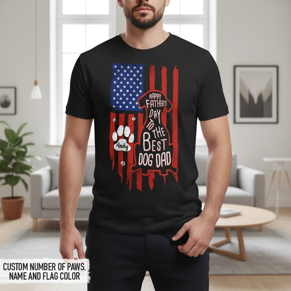 Custom Personalized T-Shirt with American Flag and Paw Print main product photo