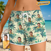 Custom Photo Upload Beach Shorts with Tropical Palm Leaves main product photo