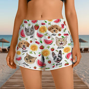 Custom Photo Upload Beach Shorts with Tropical Fruit Pattern main product photo