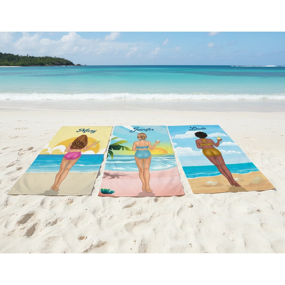 Custom Personalized Beach Towel with Ocean and Tropical Scene main product photo