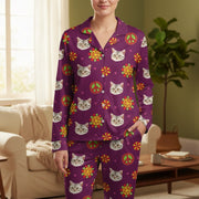 Custom Photo Upload Pajamas with Cat Faces & Peace Signs main product photo