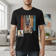 Custom Photo Upload T-Shirt with Dog Dad Retro Stripes main product photo