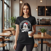 Custom Photo Upload T-Shirt with This Human Belongs To Badge Design main product photo