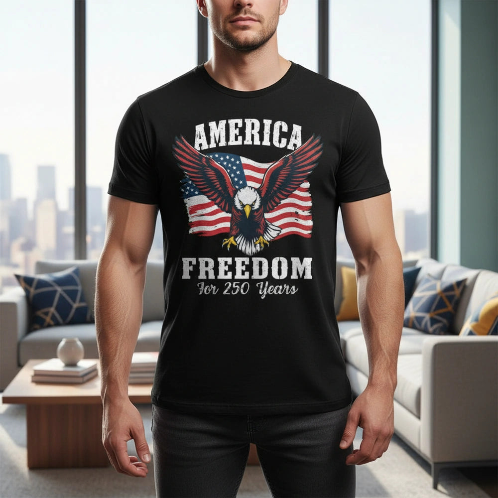 Custom Photo T-Shirt with Eagle and American Flag America Freedom main product photo