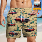 Custom Photo Upload Beach Shorts with Desert Cacti Pattern main product photo