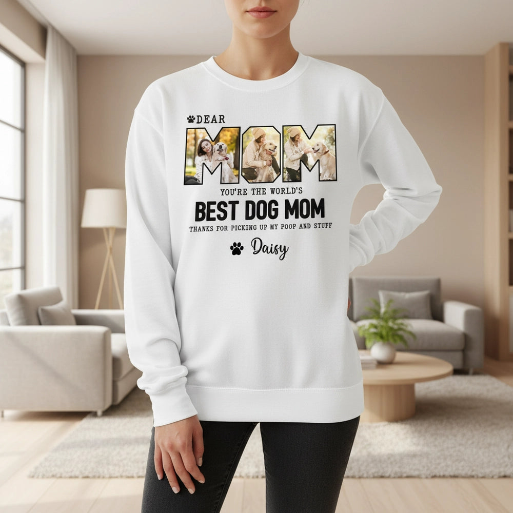 Custom Photo Upload Hoodie for Dog Moms with Paw Print Design main product photo