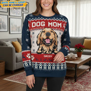 Custom Personalized Dog Mom Ugly Christmas Sweater with Golden Retriever main product photo