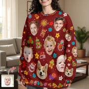 Custom Photo Upload Christmas Sweater with Festive Icons main product photo