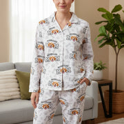 Custom Photo Upload Pajamas with Dog Mom and Paw Print Pattern main product photo