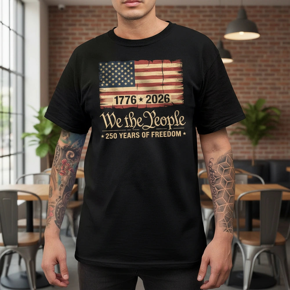 America 250th Birthday US Flag 250 Years We The People Dark Shirt main product photo