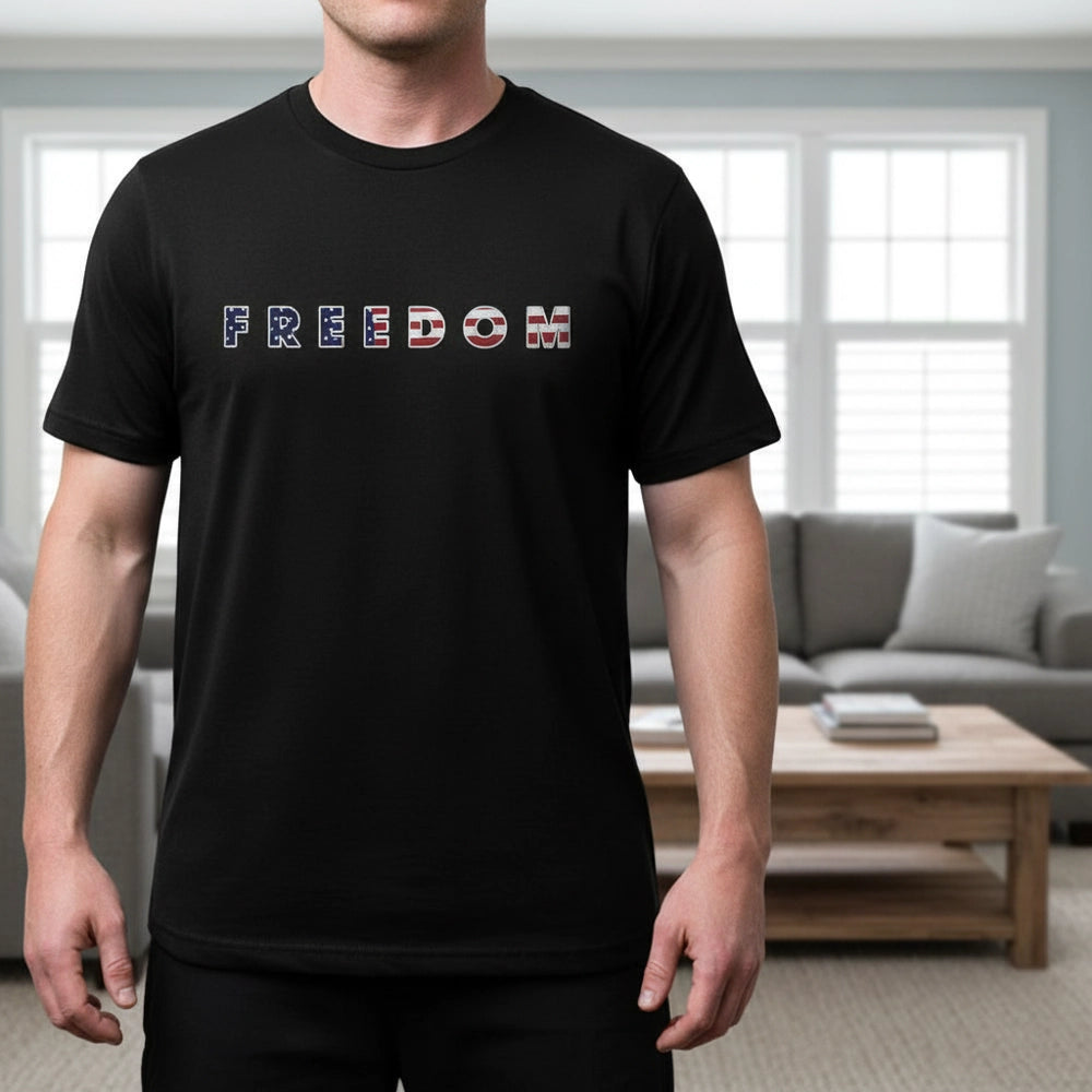 Custom Photo T-Shirt with Freedom Text and 250th Anniversary Eagle main product photo