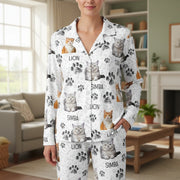 Custom Photo Upload Pajamas with Cat Photos & Paw Prints main product photo