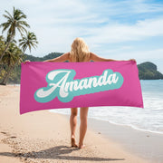 Custom Personalized Beach Towel with Retro Script Name Design main product photo