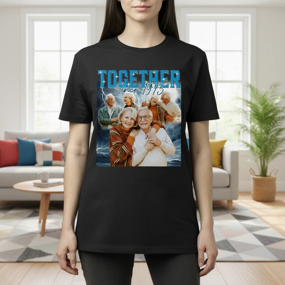 Custom Photo Upload T-Shirt with Together Since Text main product photo