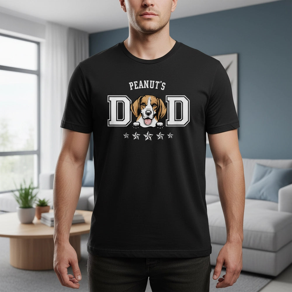 Custom Personalized Beagle Dad T-Shirt with Dog Portrait & Stars main product photo