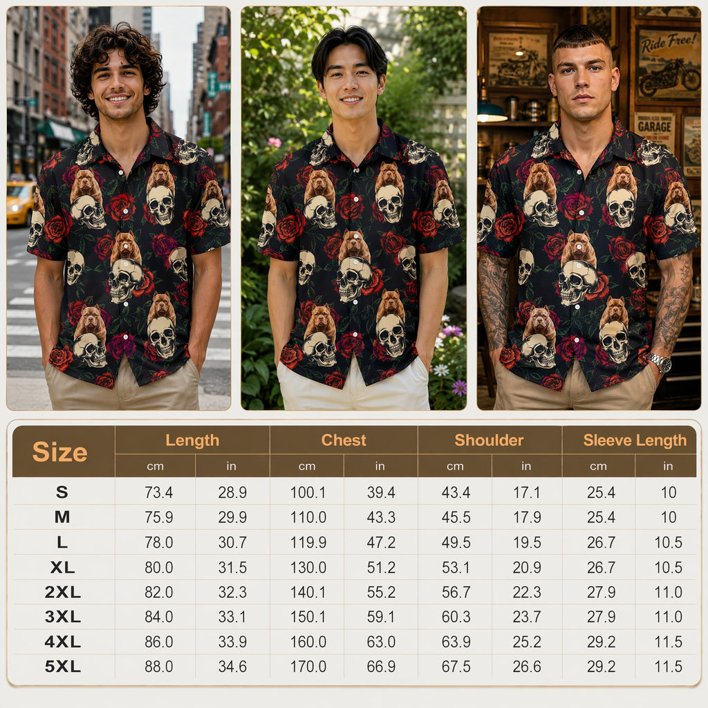 Custom Dog Skull Face Tropical Leaf Hawaiian Shirt — Gift for Dog Lovers S6G54