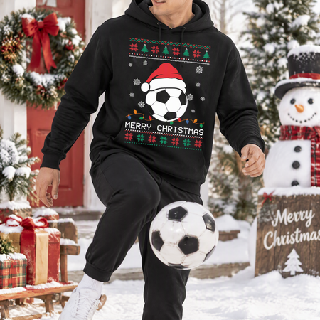 Custom Photo Soccer Merry Christmas Ugly Sweater Sweatshirt 9GS5F