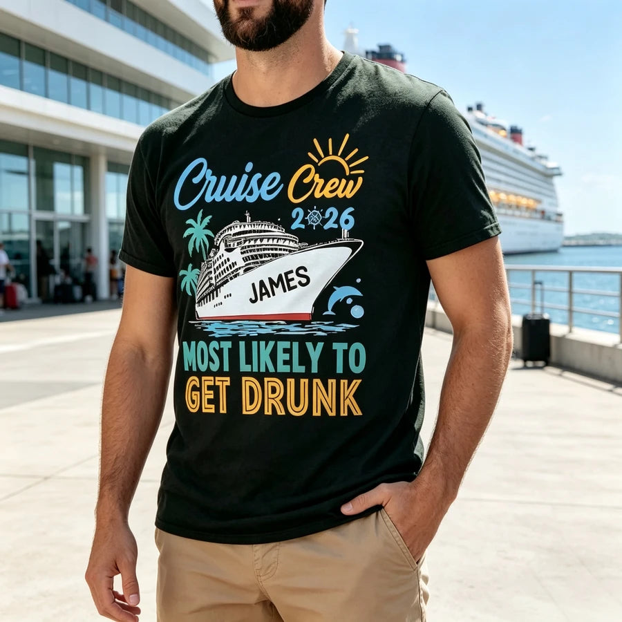 Custom Name Cruise Crew T-shirt - design close up view