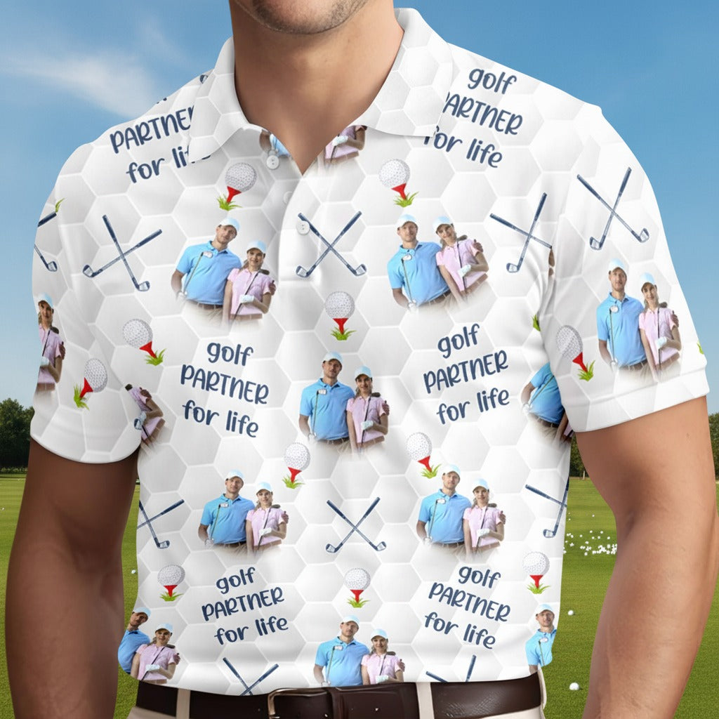 Custom Golf Partner For Life Photo Polo Shirt FR7JN