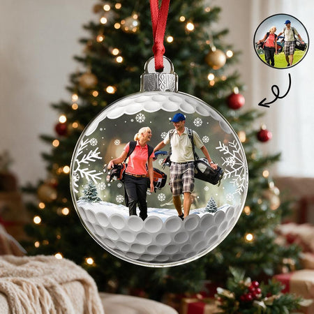 Custom Photo Upload Acrylic Ornament with Golf Ball Design 9VPPB