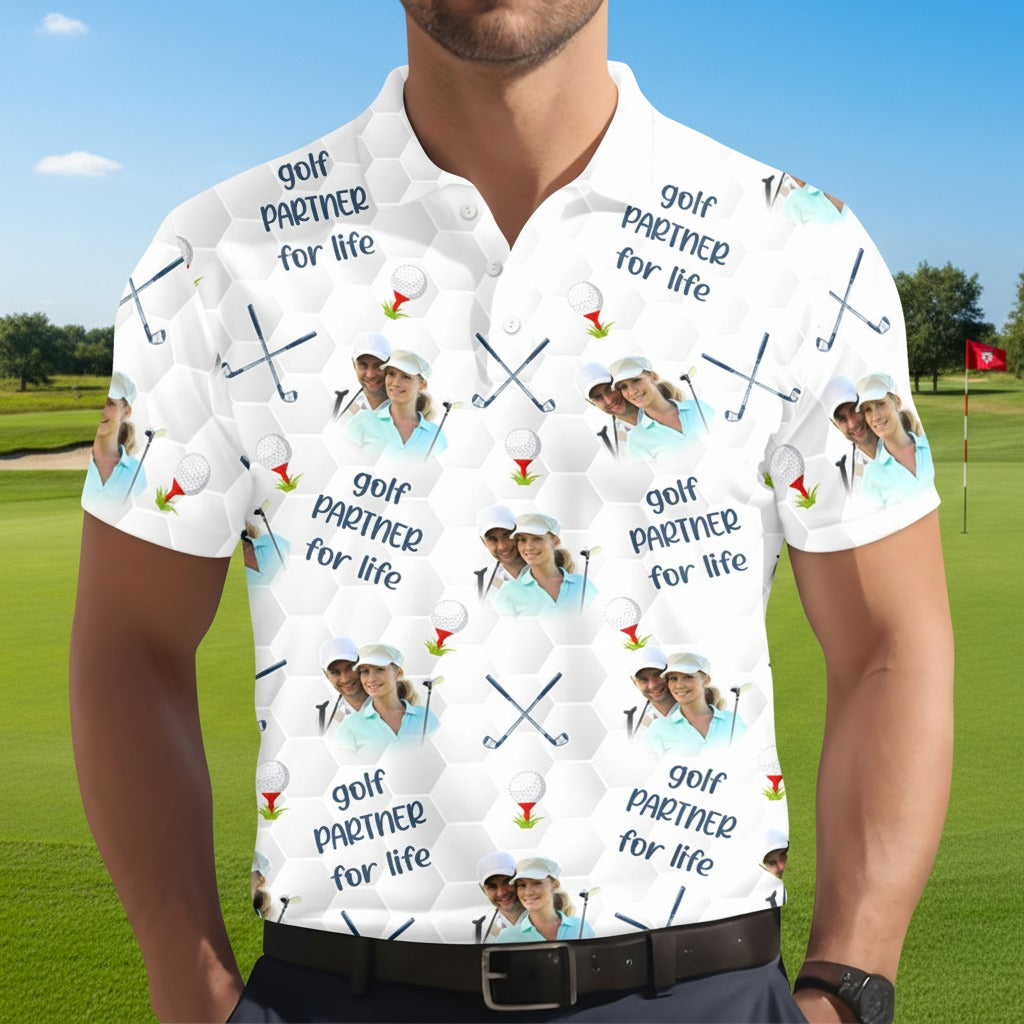 Custom Golf Partner For Life Photo Polo Shirt FR7JN