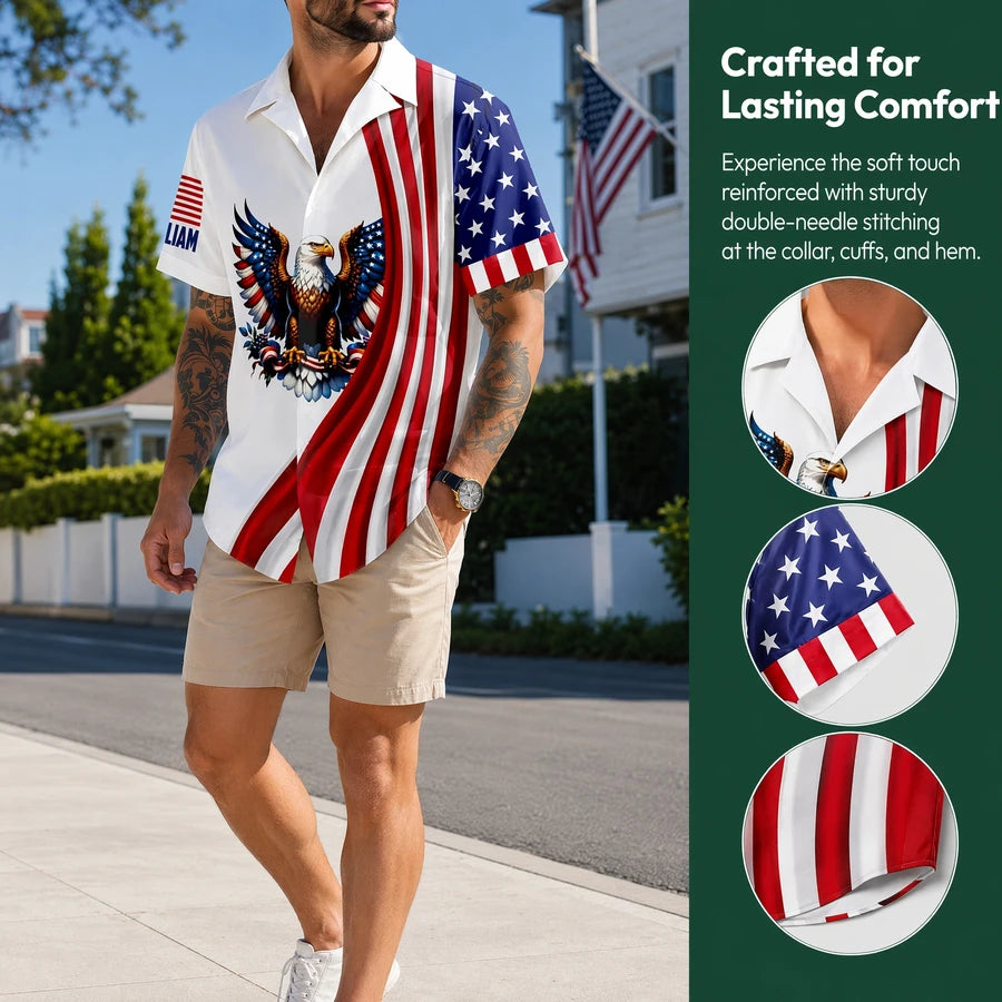 Custom Name American Pride Hawaiian Shirt - size chart