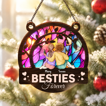Custom Personalized Suncatcher Ornament with Sisters Forever Design 3LF85