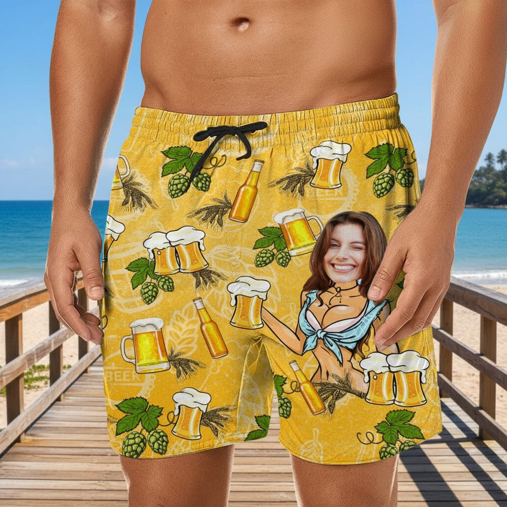 Custom Face Boyfriend Husband Beer Beach Short DM7M6