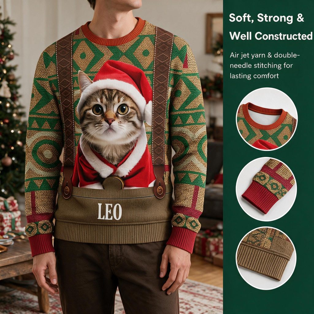 Cat Photo Frozen Christmas Ugly Sweater For Cat Lovers 8MY8D
