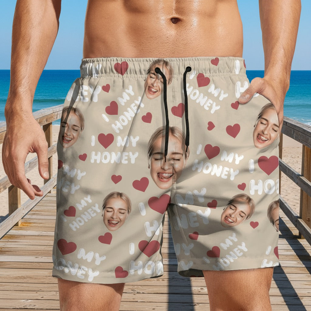 Custom Photo I Love My Wife Girlfriend Beach Short TW7K9