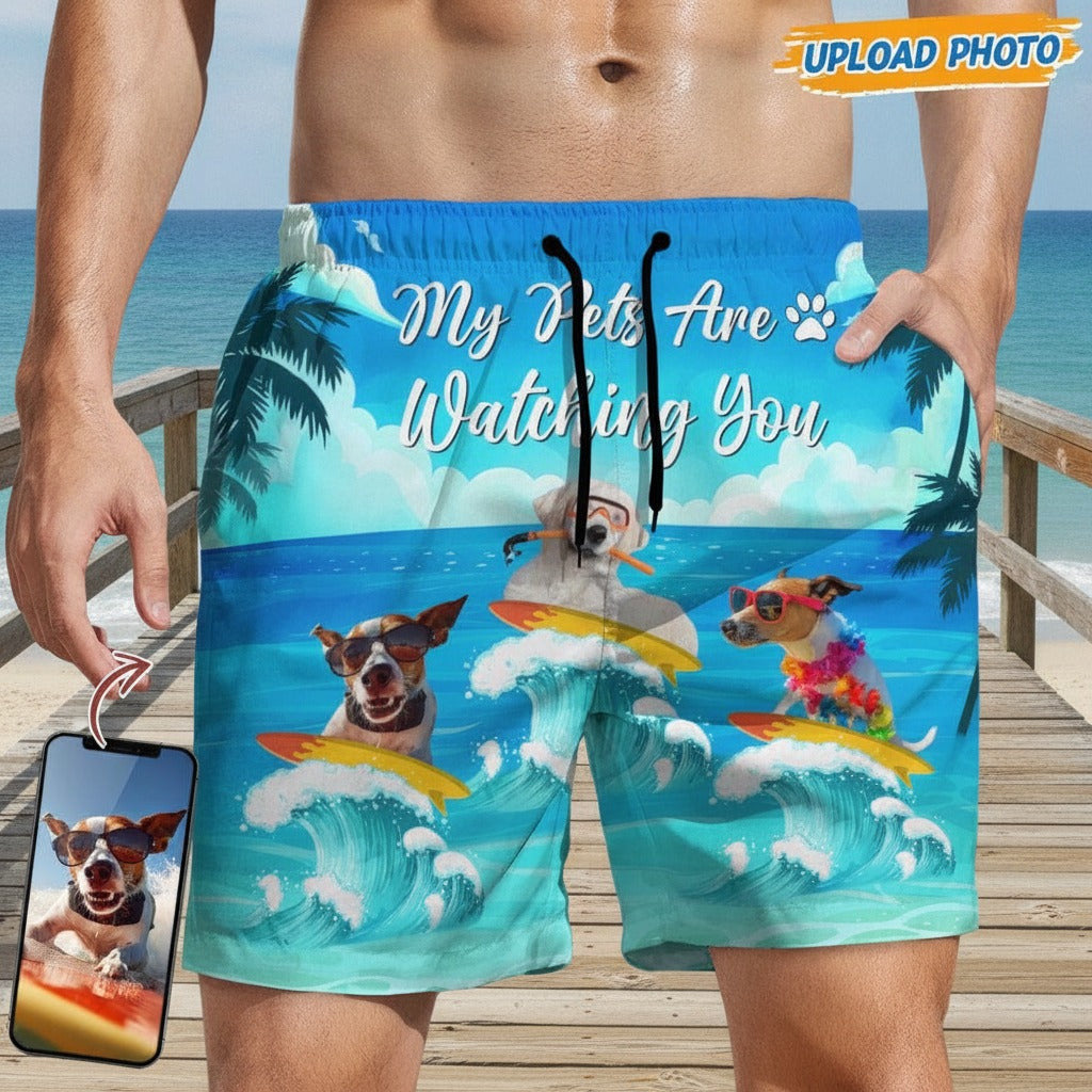 Custom Photo My Dog Is Watching Beach Short 7D7YF