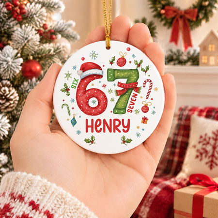Custom Personalized Ceramic Ornament with Number & Name BW9NN