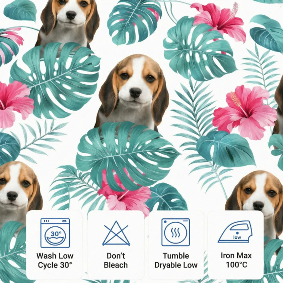 Custom Dog Mens Hawaiian Hawaiian Shirt - fabric material detail