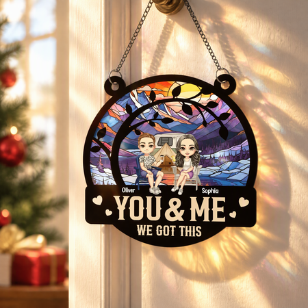 Custom Personalized Suncatcher Ornament with Stained Glass & Camper HT9HY
