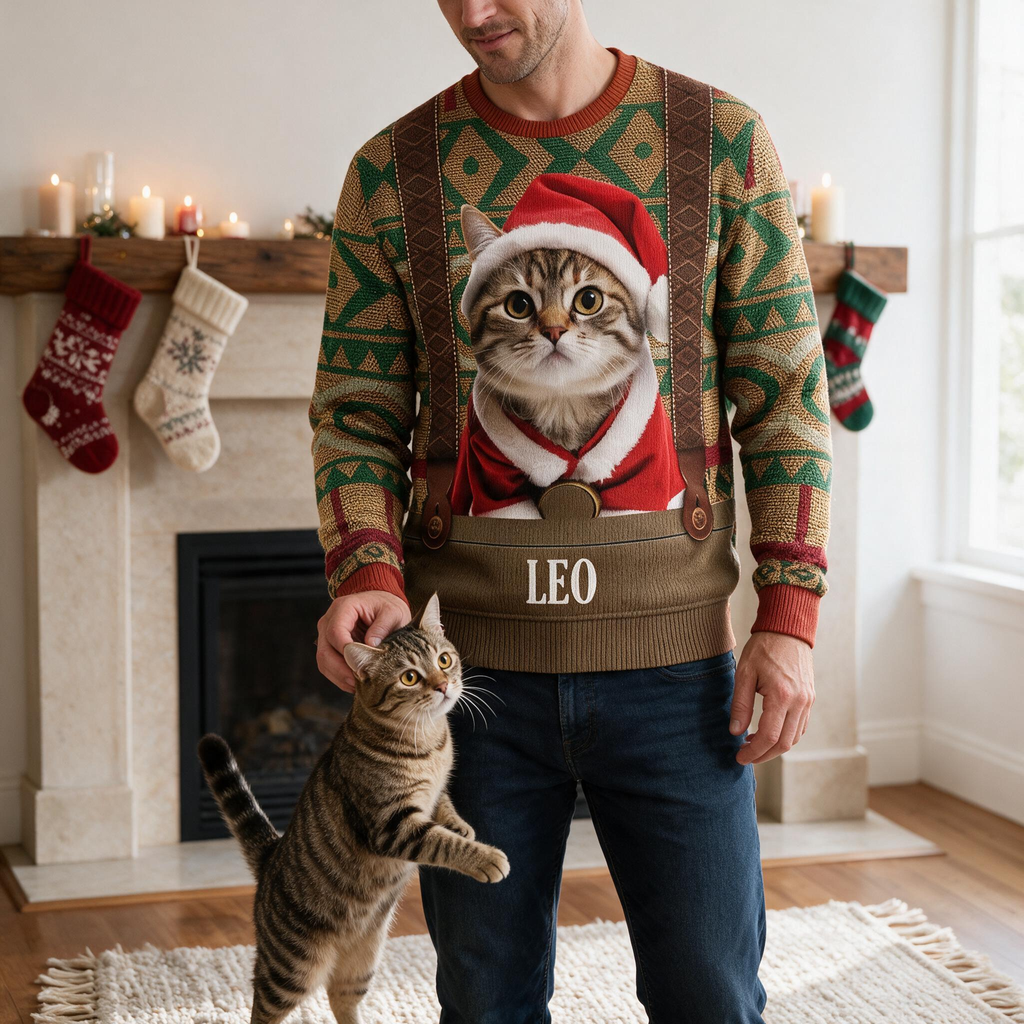Cat Photo Frozen Christmas Ugly Sweater For Cat Lovers 8MY8D