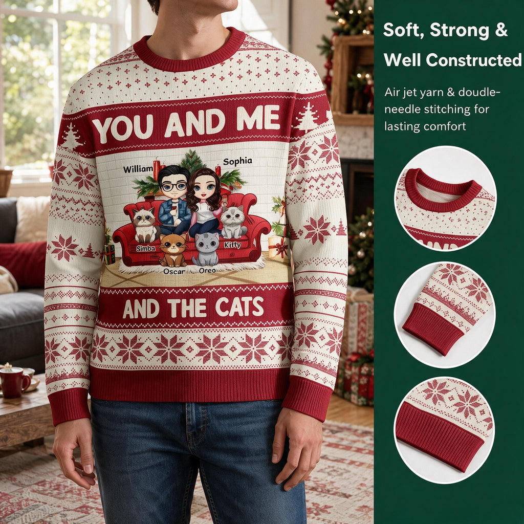 You And Me And The Cat/Dog Personalized Ugly Sweater for Pet Lovers WR83V