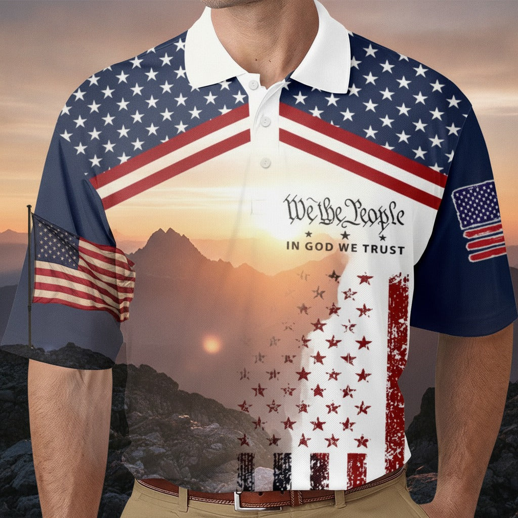 Custom Name We The People Patriotic Polo Shirt WMH7K