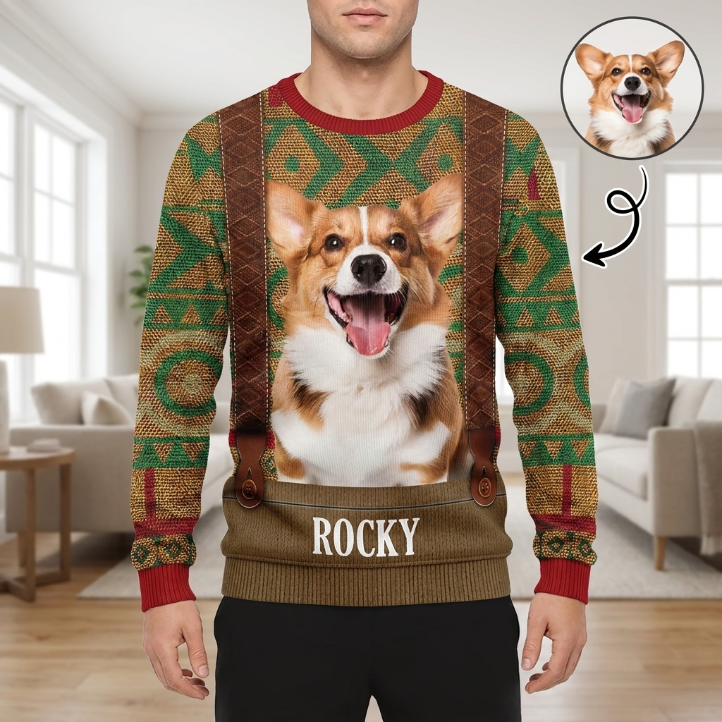 Custom Dog Photo Frozen Christmas Ugly Sweater For Dog Lovers DP3PF
