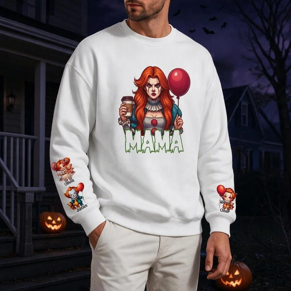 Personalized IT Halloween Sweatshirt With Kid's Names Funny Gift For Mom 2HU9H